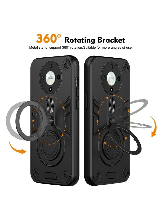 Genaric جراب أرمور لهاتف هونر أكس 9 دي (Honor X9d Armor Case) – مضاد للصدمات بحماية عسكرية كاملة بطبقة مزدوجة و مسند مغناطيسي دوّار 360° – أسود - Image 4